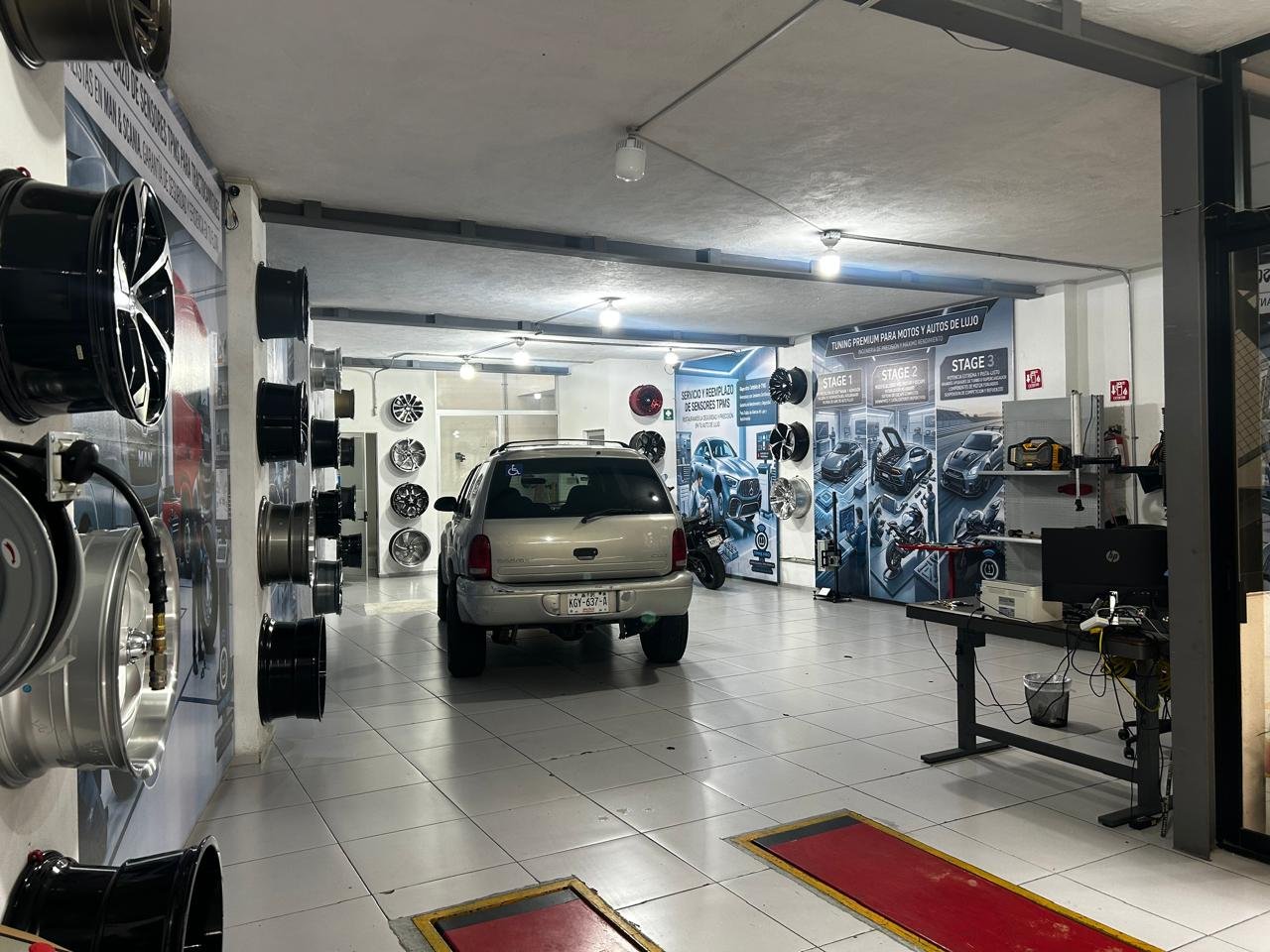 Área de servicio para instalación de sensores TPMS
